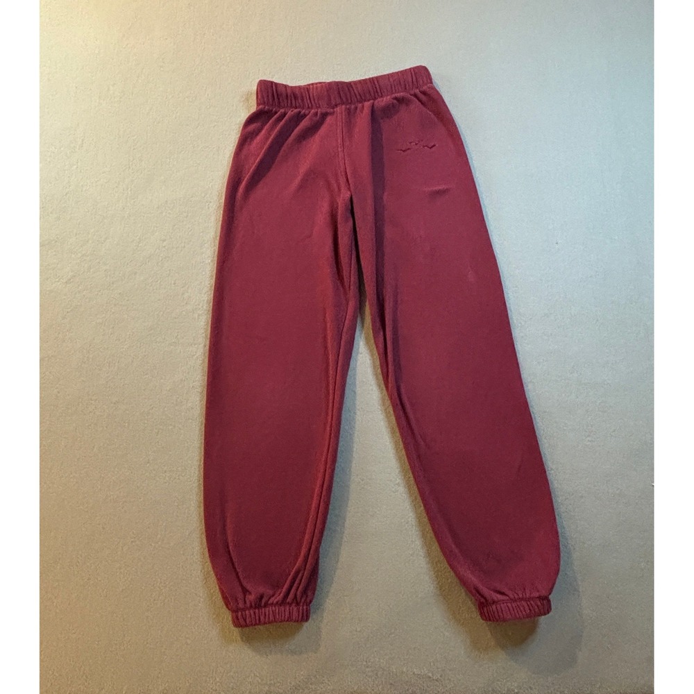 LAZYPANTS Fleece Sweatpants Womens XS Maroon Burgundy Elastic Joggers Soft Terry